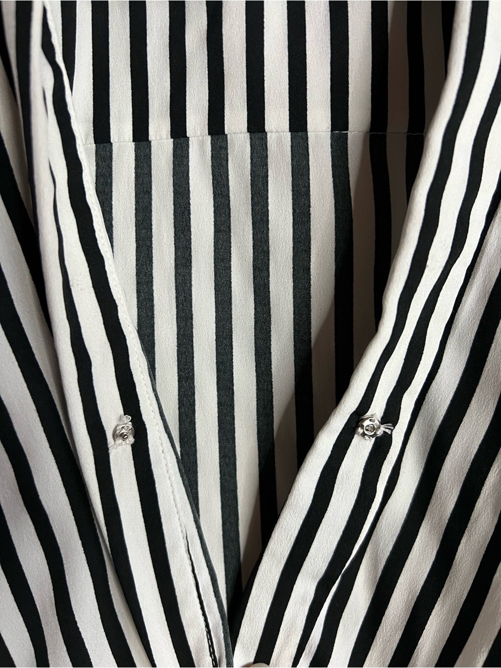Vero Moda Black White Striped Wrap Blouse 3/4 Sleeve Surplice Women size medium - Picture 4 of 9